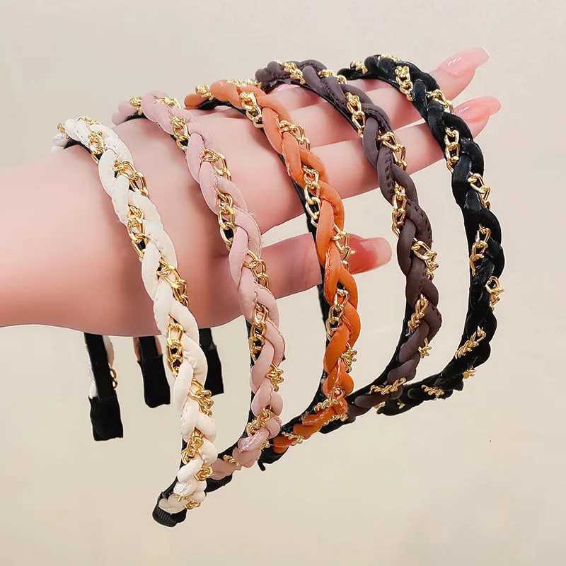 New Women Chain Hair Hoop Twined Exquisite Hairbands Lady Temperament Thin Edge Hair Decorate Headband Fashion Hair Accessories V251022
