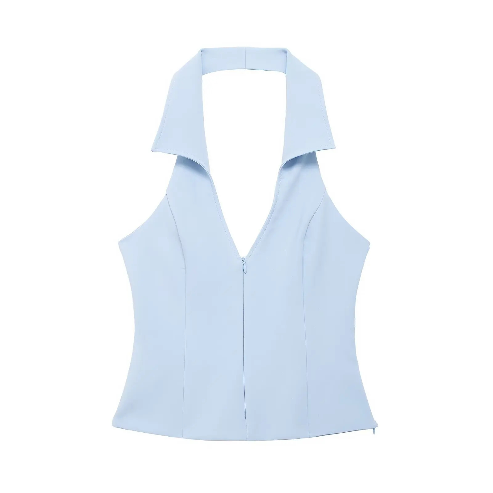 Women Summer 2 Piece Set High Waist Back Pocket Mini Skirts Shorts Sexy VNeck Sleeveless Backless Suspender Zipper Top 251020