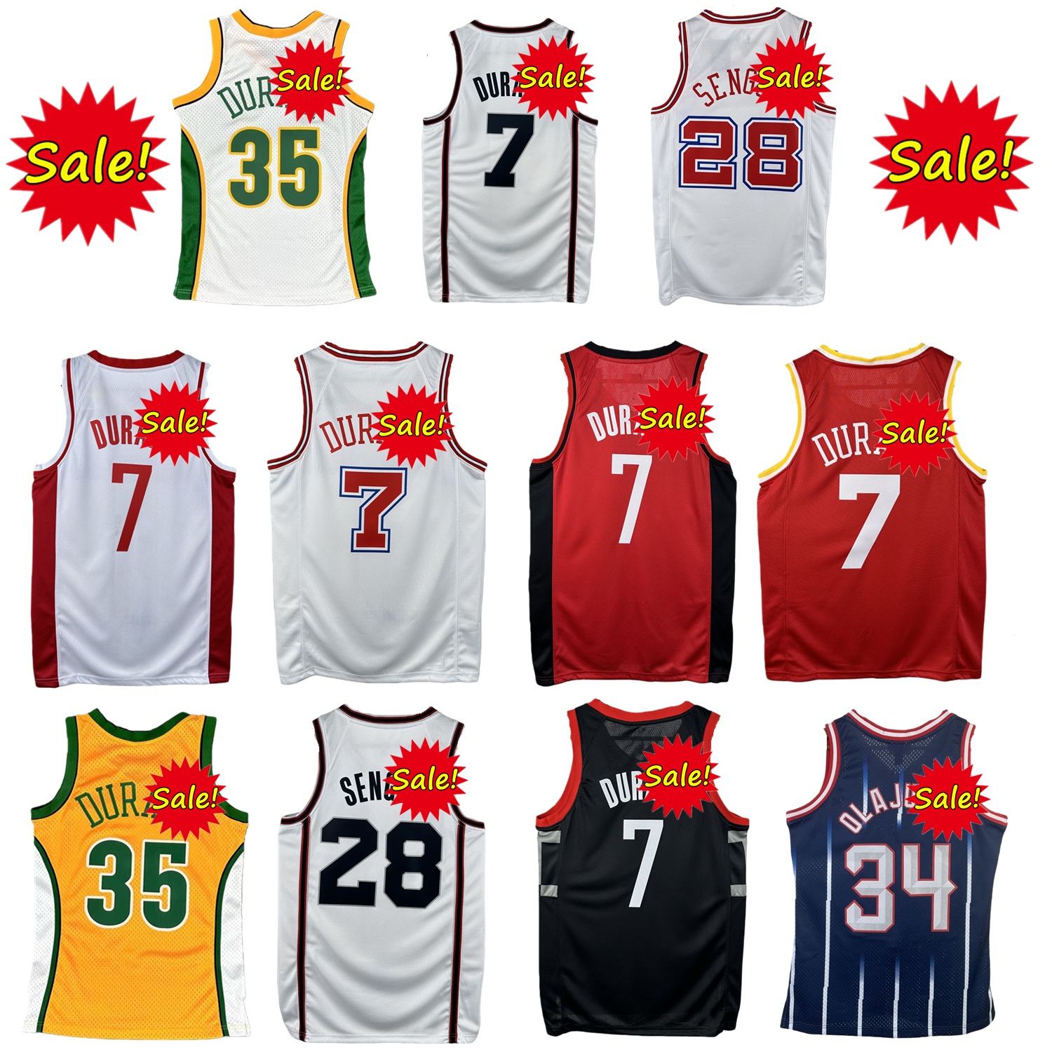 #35 #28 #7 Kevin DurantS Basketball Jersey Alperen Sengun Hakeem Olajuwon SonicsS Youth Men S M L XL XXL 2025 City Home Away