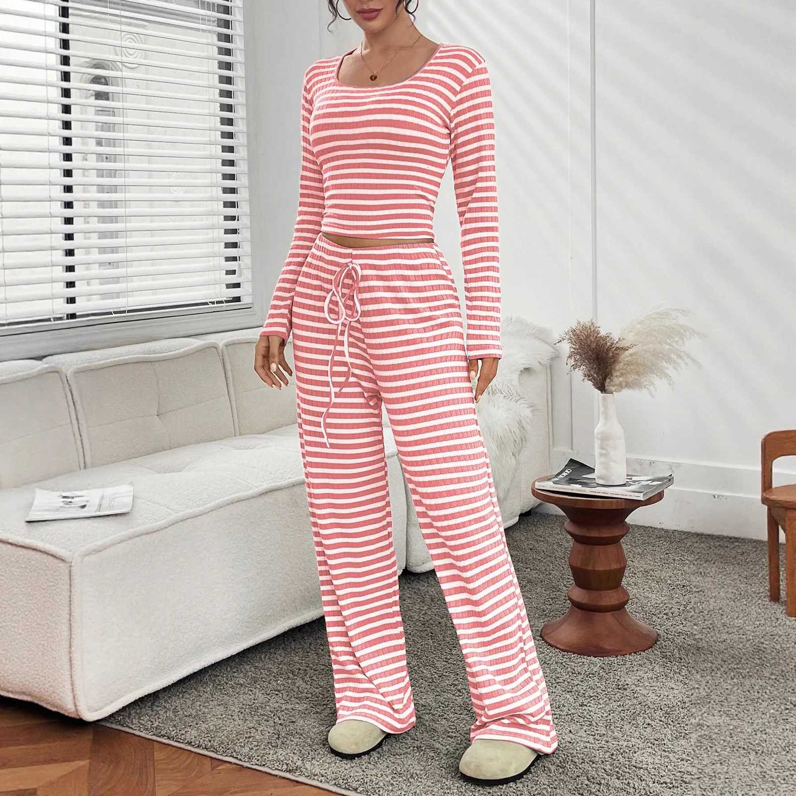 2025 New Fashion Printed Longsleeved Top Wideleg Pants Twopiece Sets For Women Autumn Shirt Laceup Trousers Suit For WomenT251022