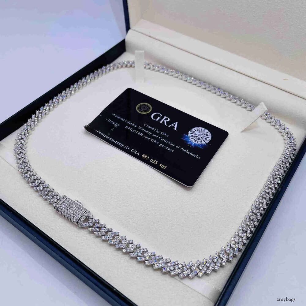 8mm moissanite hiphop chain Sterling Sier Fully VVS Moissanite Cuban Link Chain for women