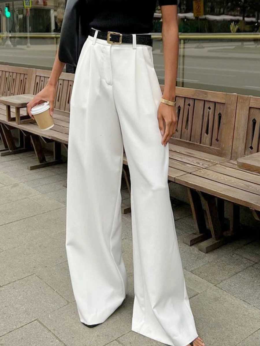 Blubelle White Loose Pants Womens 2025 AutumnWinter New High Waist Office Lady Wide Leg Pants Temperament Casual TrousersT251022