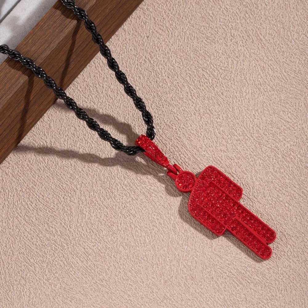 Fashionable Luxury Cartoon OffCenter Rhinestone Pendant Necklace Trendy Hip Hop Unisex Pendants Gemstone Lock Chain U251022