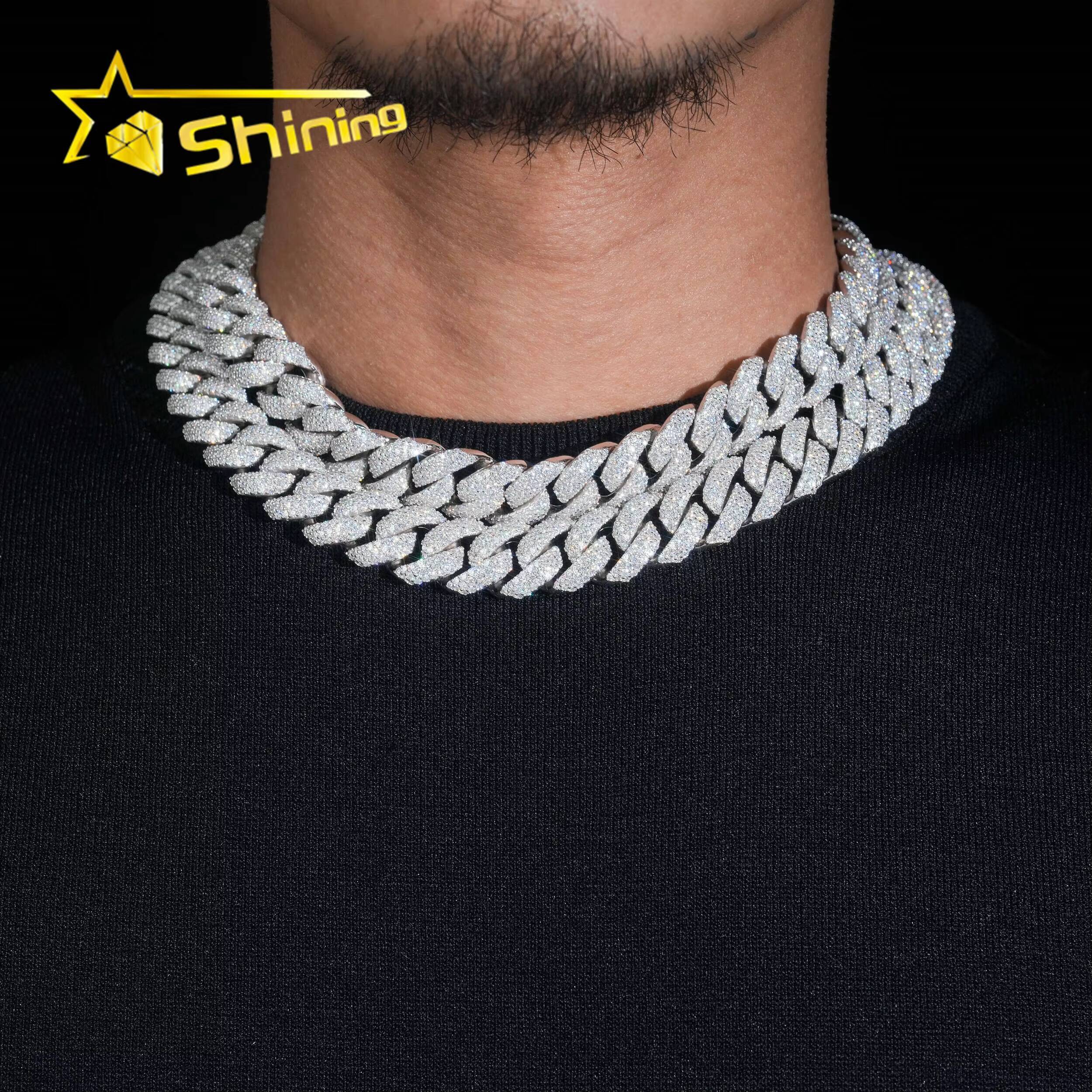 GRA Certificate Hip Hop Style High Quality Iced Out Mens 16mm Moissanite Diamond 925 Silver Cuban Lidynamic Chain