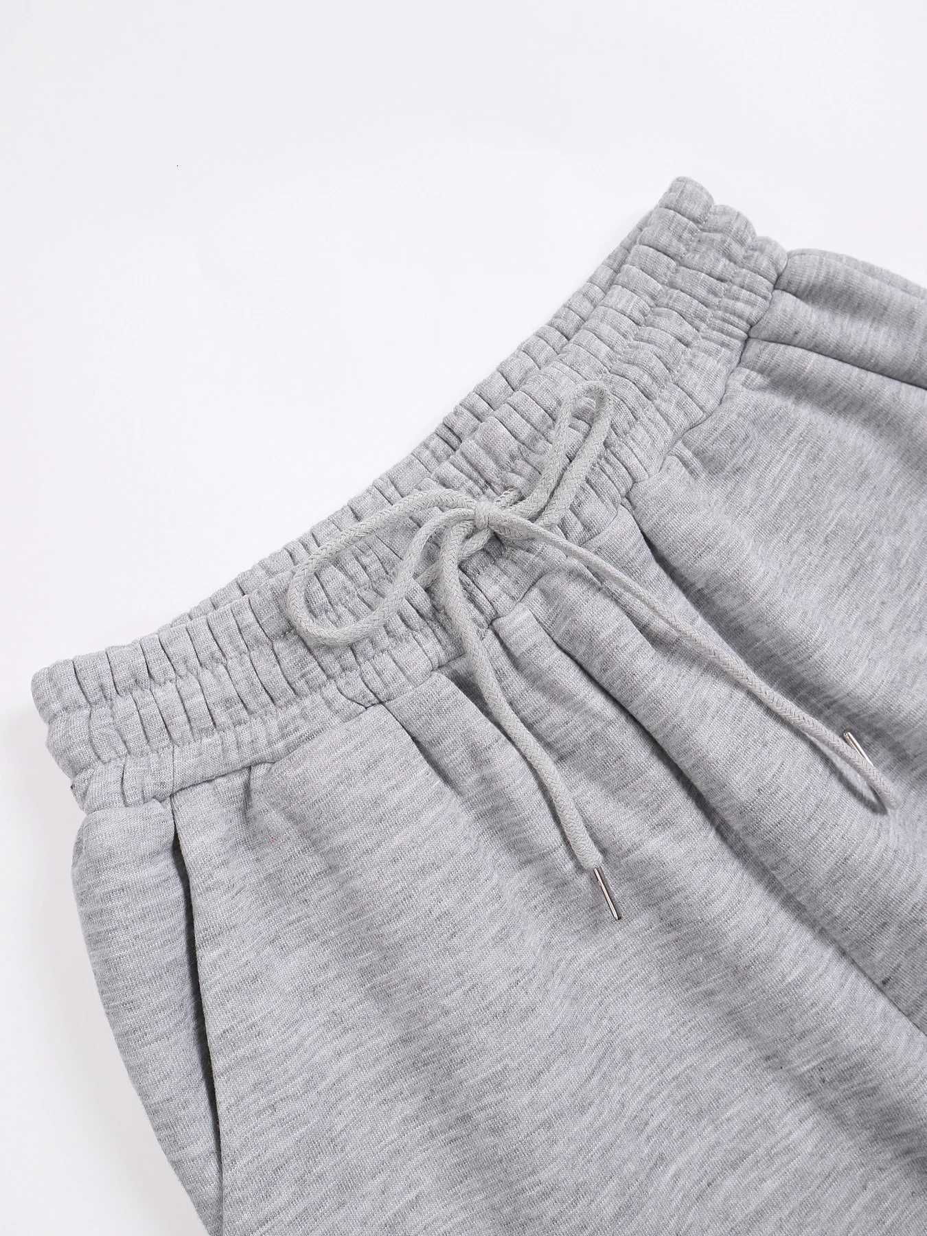 Womens Solid Thermal Lined Pants Casual Comfy Side PocketDrawstring Trousers for Winter Womens Bottoms for Sport Daily WearT251022