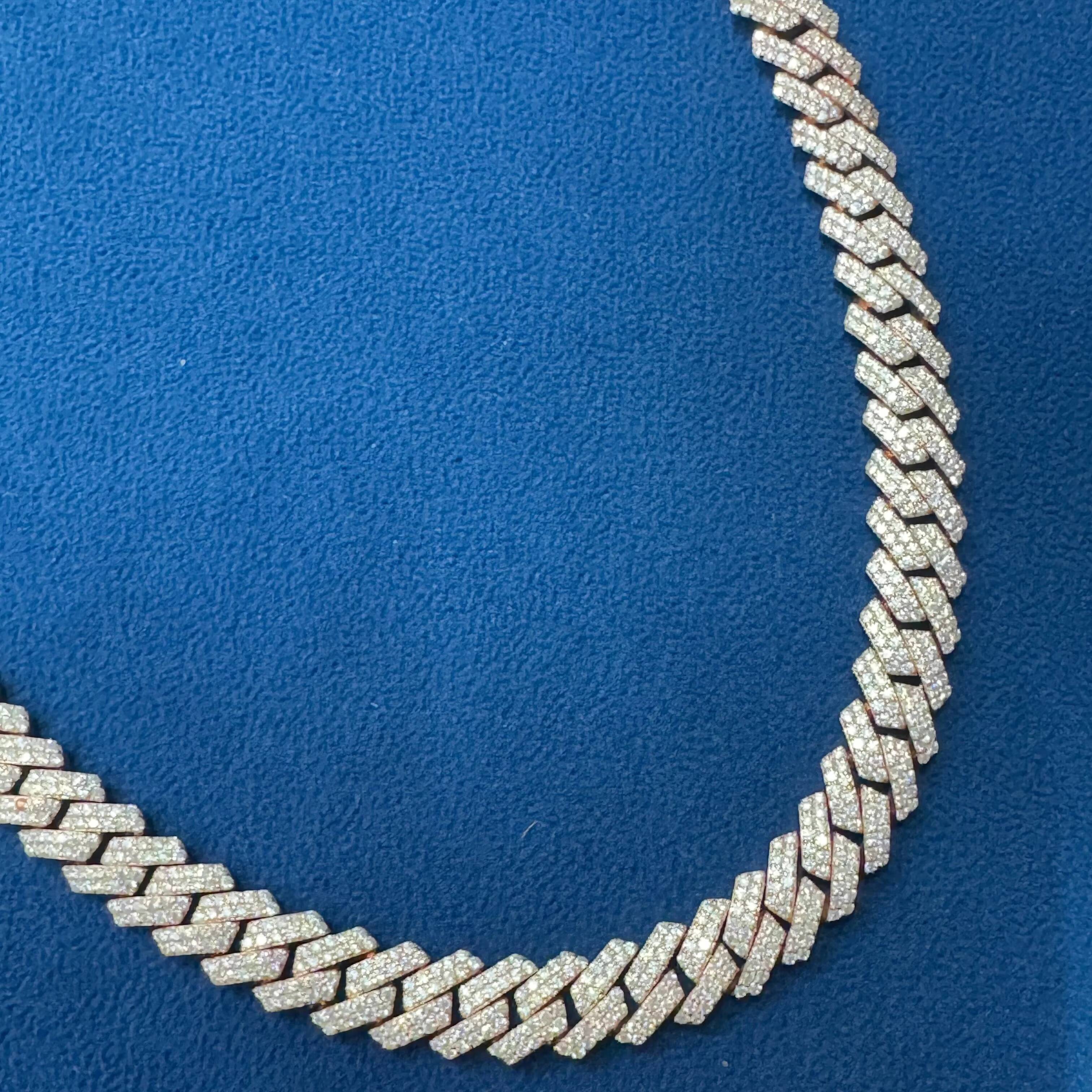 Moissanite Diamond 10 MM Rose Gold Plated 925 Sterling Silver Fully Iced Out Hip Hop Style Cuban Link Chain Jewelry for Sale