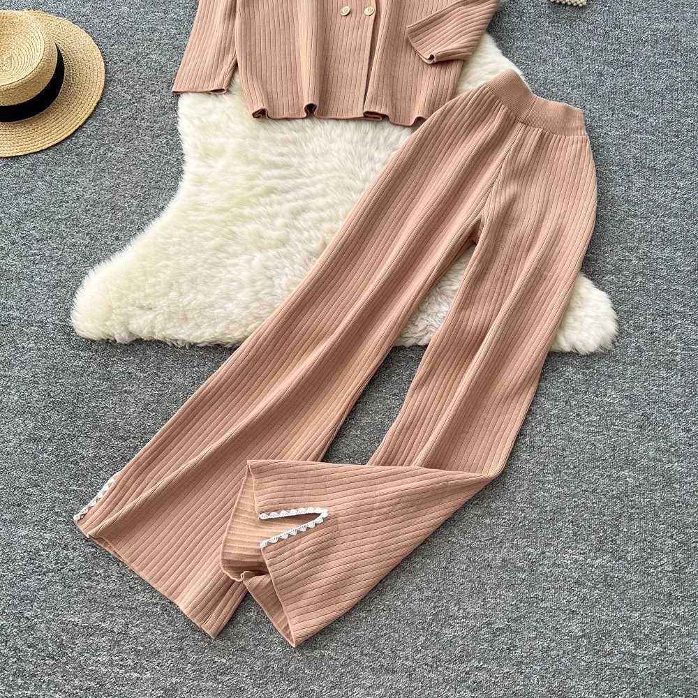 Pants Set Women Two Piece Sets Hooded Matching Sets Sweatshirts Long Pants High Waist Knitted Splice Y2k Casual Jogger 2025T251022