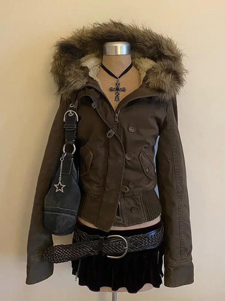 Women's Jackets Vintage Plush For Women Street Fashion Hooded Winter Clothes Casual Slim Denim Jacket Coat Tops