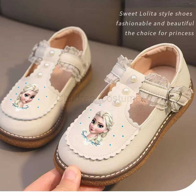 Disney Childrens Girls Leather Casual Shoes Spring Frozen Princess Girls Soft Sole Nonslip Shoes Baby Shoes Lolita Girls H251022
