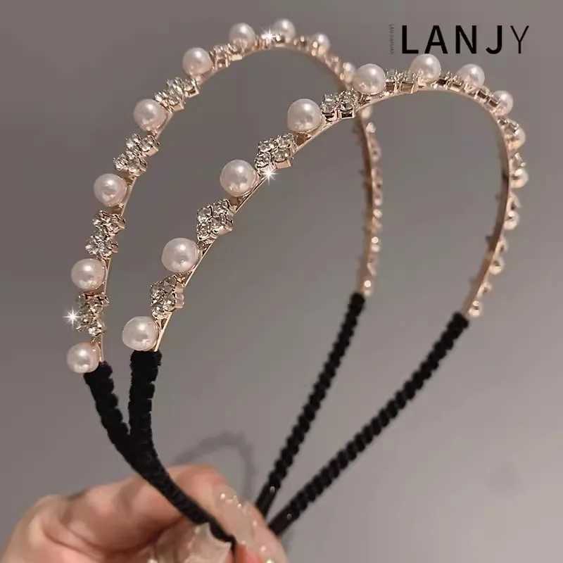 Retro pearl rhinestone fine edged hair bands accessories headband for women fashionable versatile for outdoor use womens band V251022