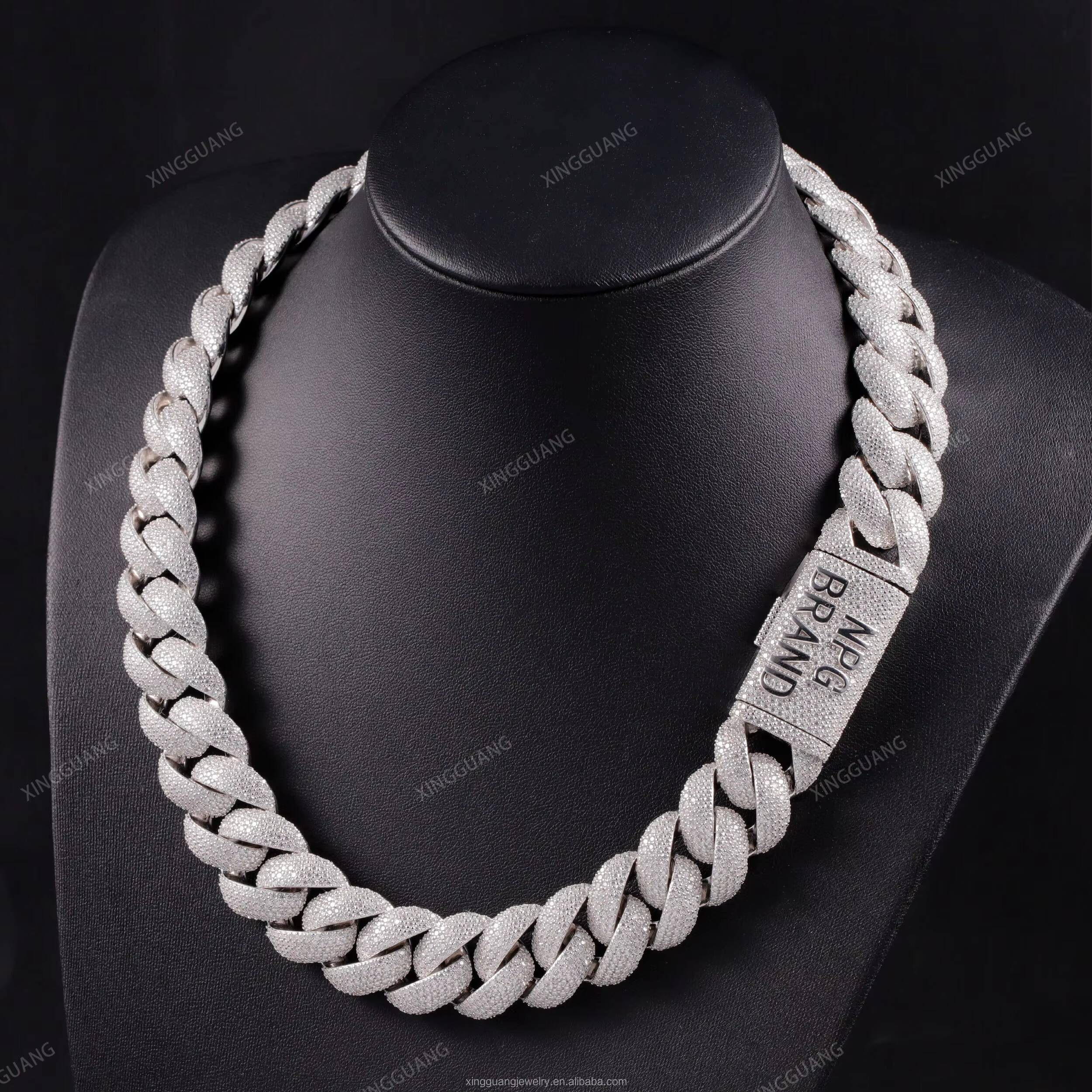 20MM 22MM Width Miami Big Heavy Cuban Necklace 925 Sterling Silver VVS Moissanite Hip Hop Jewelry Men Cuban Lidynamic Chain