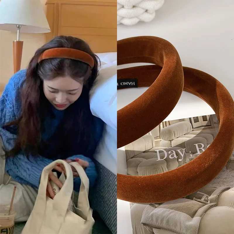 Winter New Pumpkin Color Velvet Headbands For Woman Girls Elegant Hair Hoop Wide Sponge Hairband Female Fashion Hair Accessories V251022