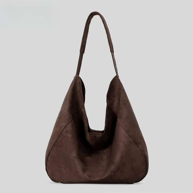 Retro Soft Suede Bucket Women's Large Capacity Shoulder Fashionable Winter New Style Polyester Lining Versatile Tote Bag Suotong1022