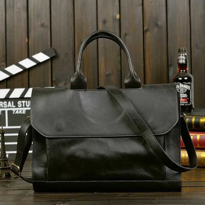 Business office Briefcase mens Handbag Brand Leather Tote male Solid Computer Laptop bag Vintage man Messenger Bag Leisure 2021 W251022