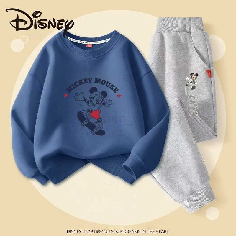 Disney Autumn Baby Girls Boys Clothes Set Children Mickey Printing Sweatshirt Top and Pants Bottom 2Pieces Suit Cotton Tracksuit H2510221
