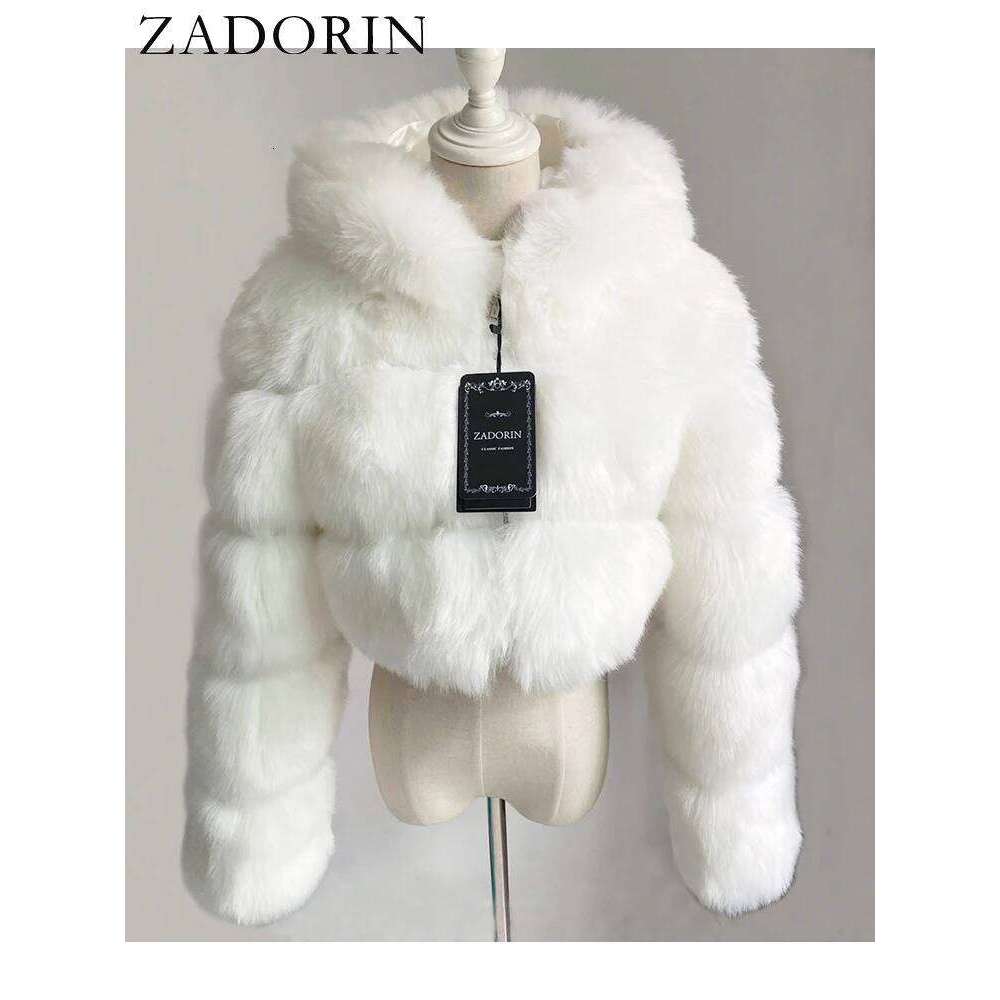 ZADORIN High Quality Hooded Short Coat Woman Clothing Winter Furry Faux Jacket New in Coats & Jackets Fur Top Sexy