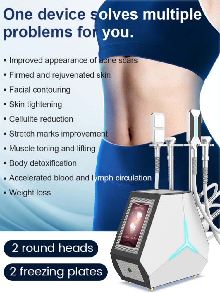 4 In 1 Body Shape Slimming Cryoslim Cool Face Lift Sculpting Machine Fat Removal EMS Paddles Cryo Heating T Shock