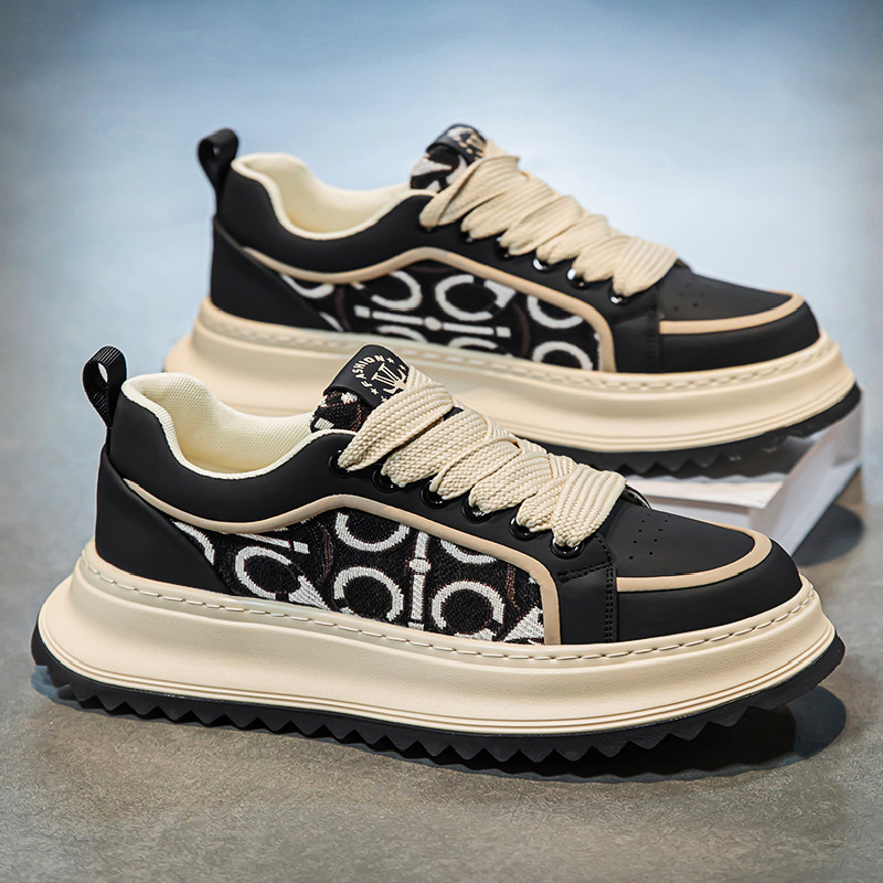 European station men's shoes spring trendy brand high-end and versatile casual board shoes student sports thick soles heightening daddy trendy sh