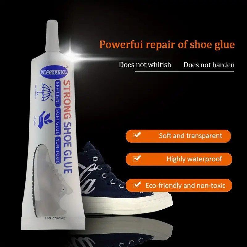 Baoshunda 60ml Strong Shoe Repair Glue, Instant-Dry Waterproof Fast Curing Adhesive for Sneakers Boots Heels Repair-bxj