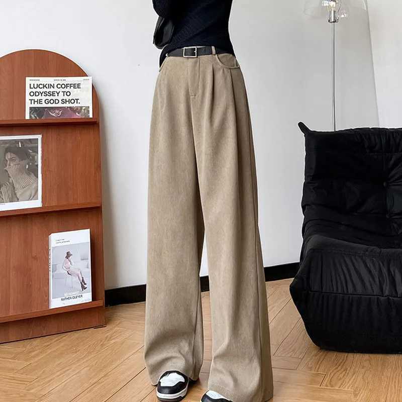 Womens Pants Autumn Winter Corduroy High Waist Wide Leg Pants for Women Casual Trousers Female Straight Pants Women Clothes NewT251022