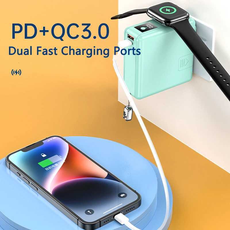 15000mAh Magnetic Wireless Power Bank with AC Plug Cable Fast Charging Portable Charger for iPhone 15 X iWatch Powerbank J251114
