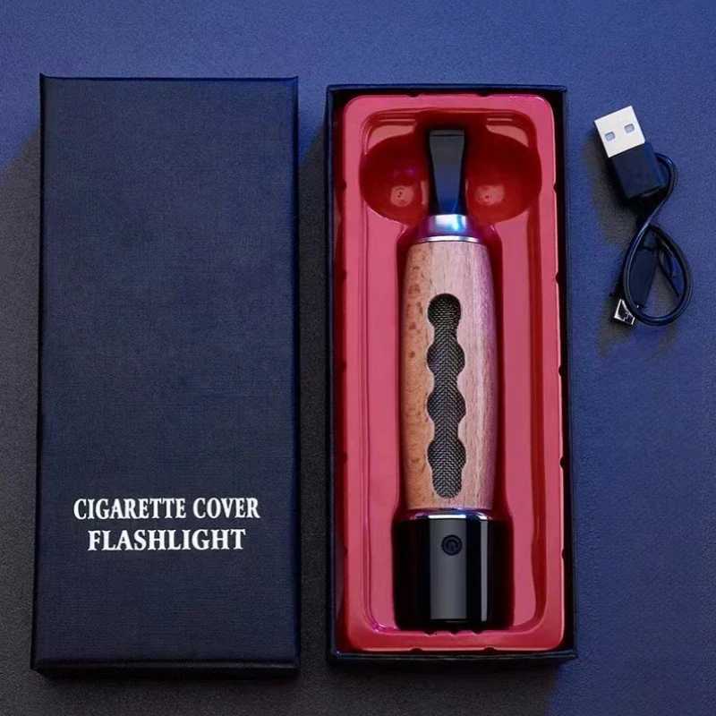 Vintage Wood Grain Creative USB Tungsten Coil Lighter Car Portable Ash Collection Antidirty Cigarettes Filter Charging lighter C251022