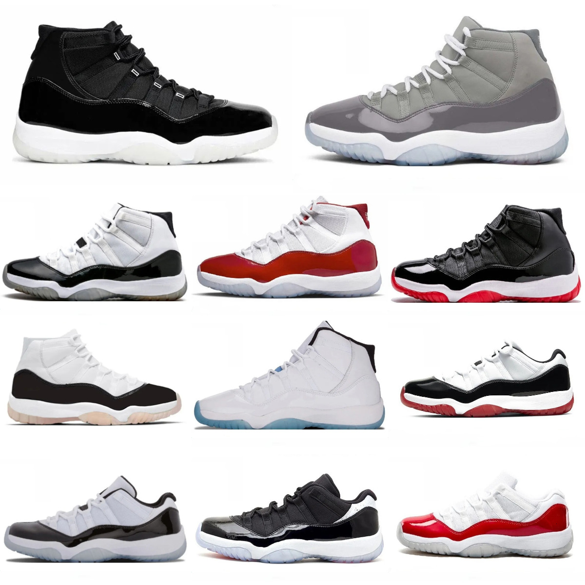 J11 11 Basketball Sports Shoes Trainers Retroes 11s Bred Velvet Gold Sail Cherry COOL GREY Space Jam Cool Cement Grey Unc Gamma Blue Olive Men Women Outdoor Sneakers K8