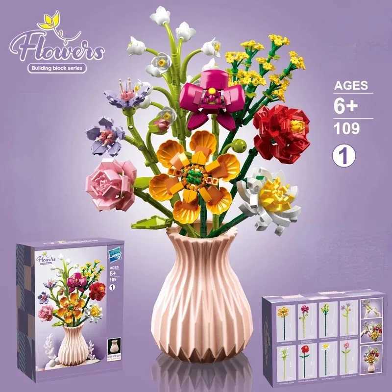 HUIQIBAO Flower Bouquet Building Blocks Kit DIY Everlasting Flower Romantic Bricks DIY Kids Toys for Girls Friends Adult Gift J251022