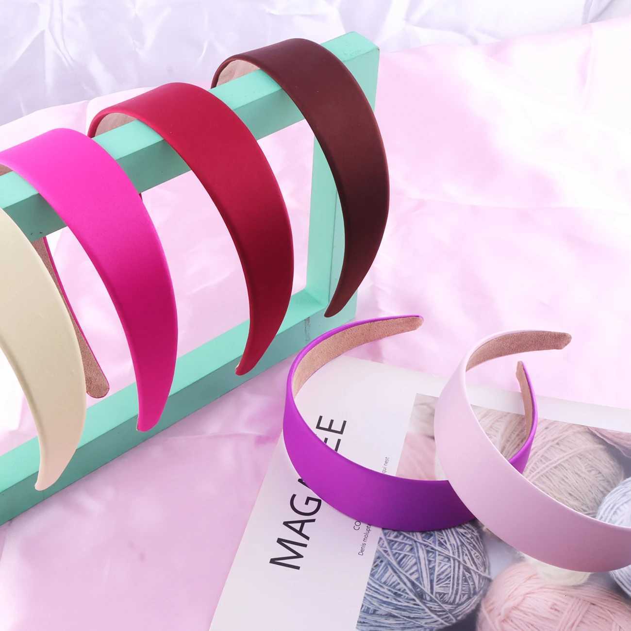 Satin Headbands 15in Plain Headband Nonslip Hair Headband Colorful DIY Wide Headbands for Women and Girls Hairbands V251022