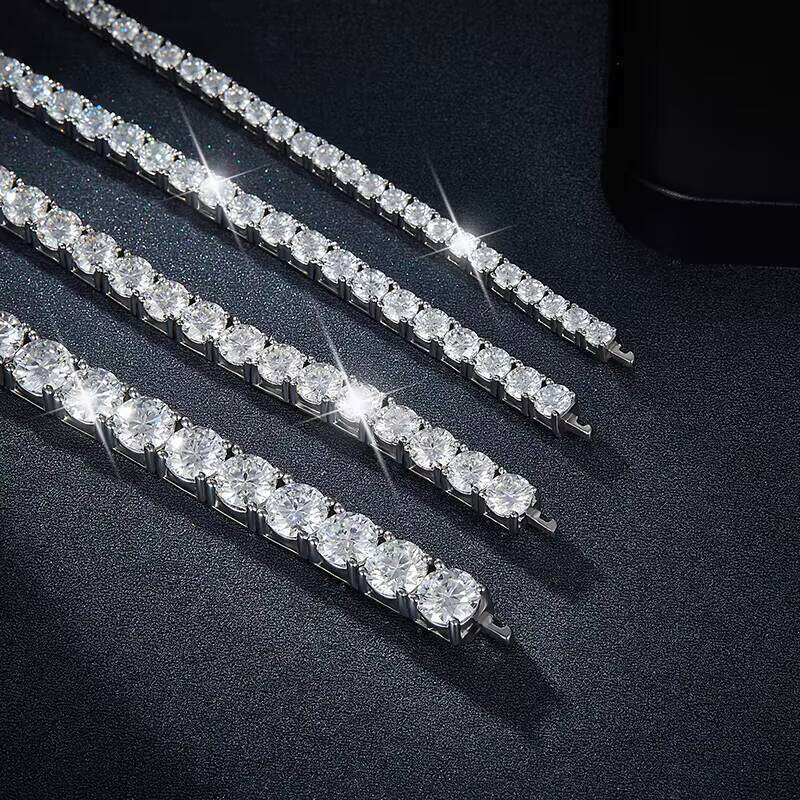 Classic Blue 4mm Sier Tennis Chain Moissanite Bracelet for Women Elegant Jewelry Bangle