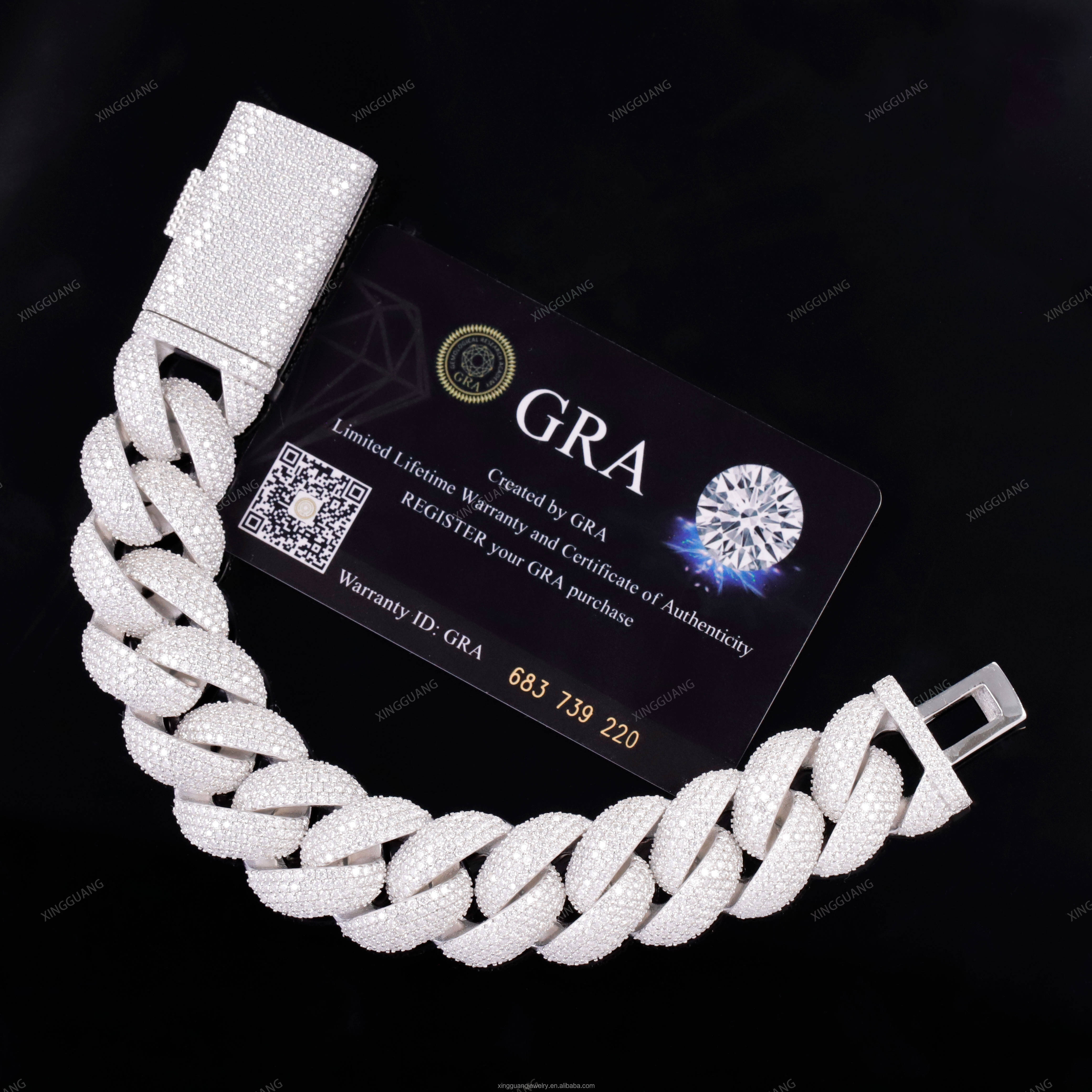 Heavy Fine Jewelry Mens Chain 22mm 5rows Cuban Lidynamic Bracelet Yellow Gold Plated Silver Full Iced Out Moissanite Chains Bracelet