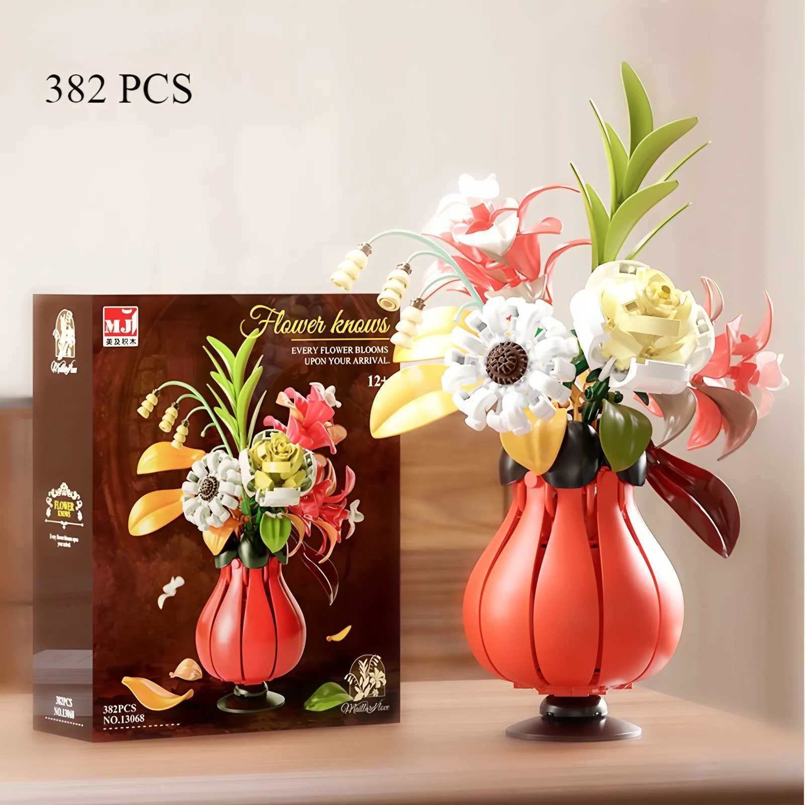 Flower building blocks bouquets vases creative home decorations childrens educational toys festival gifts J251022