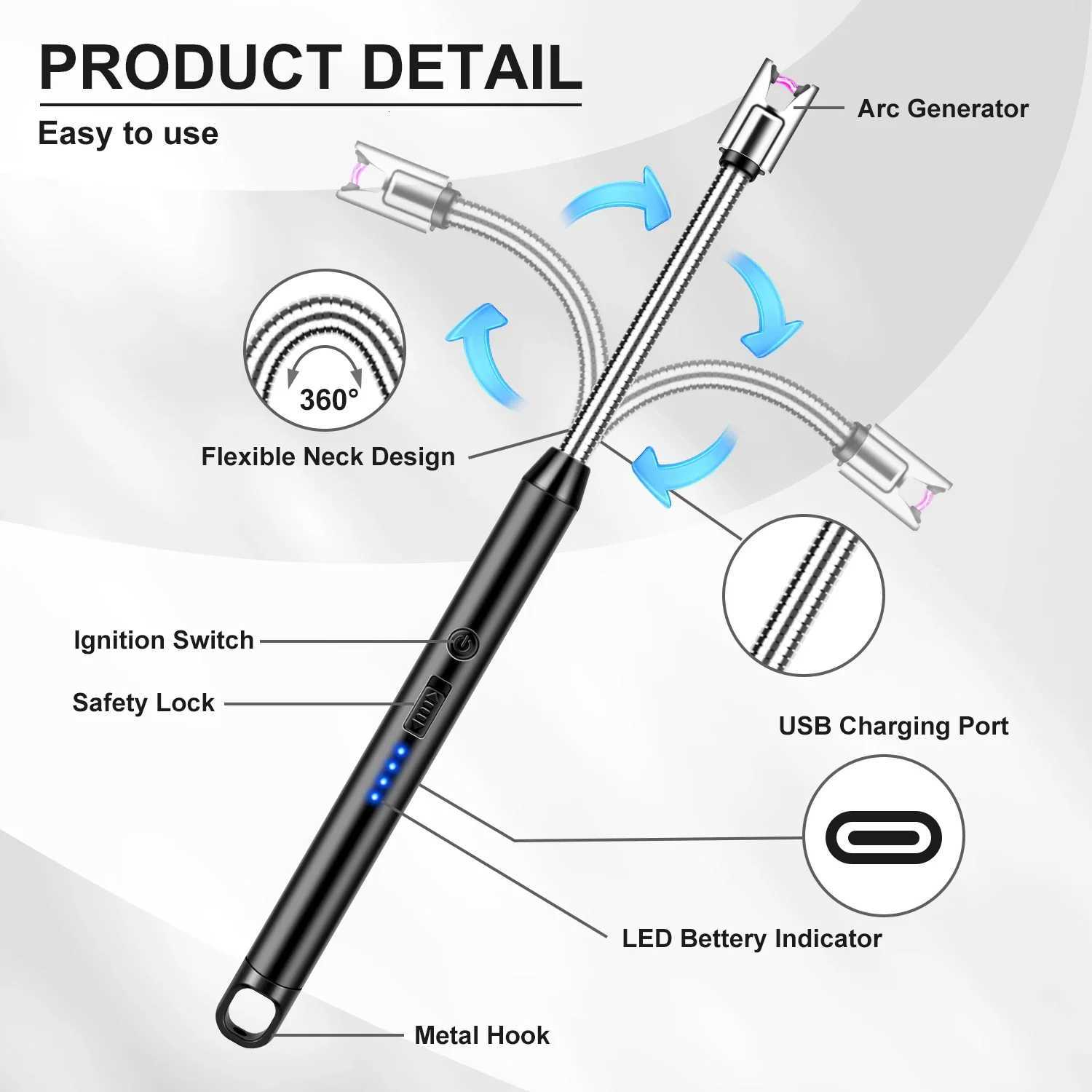 LCFUN Wind Energy Defensive Motor Rechargeable Light for LED Screen 2 Lit Packaging Smoking Accessories Lighters Smoking C251022