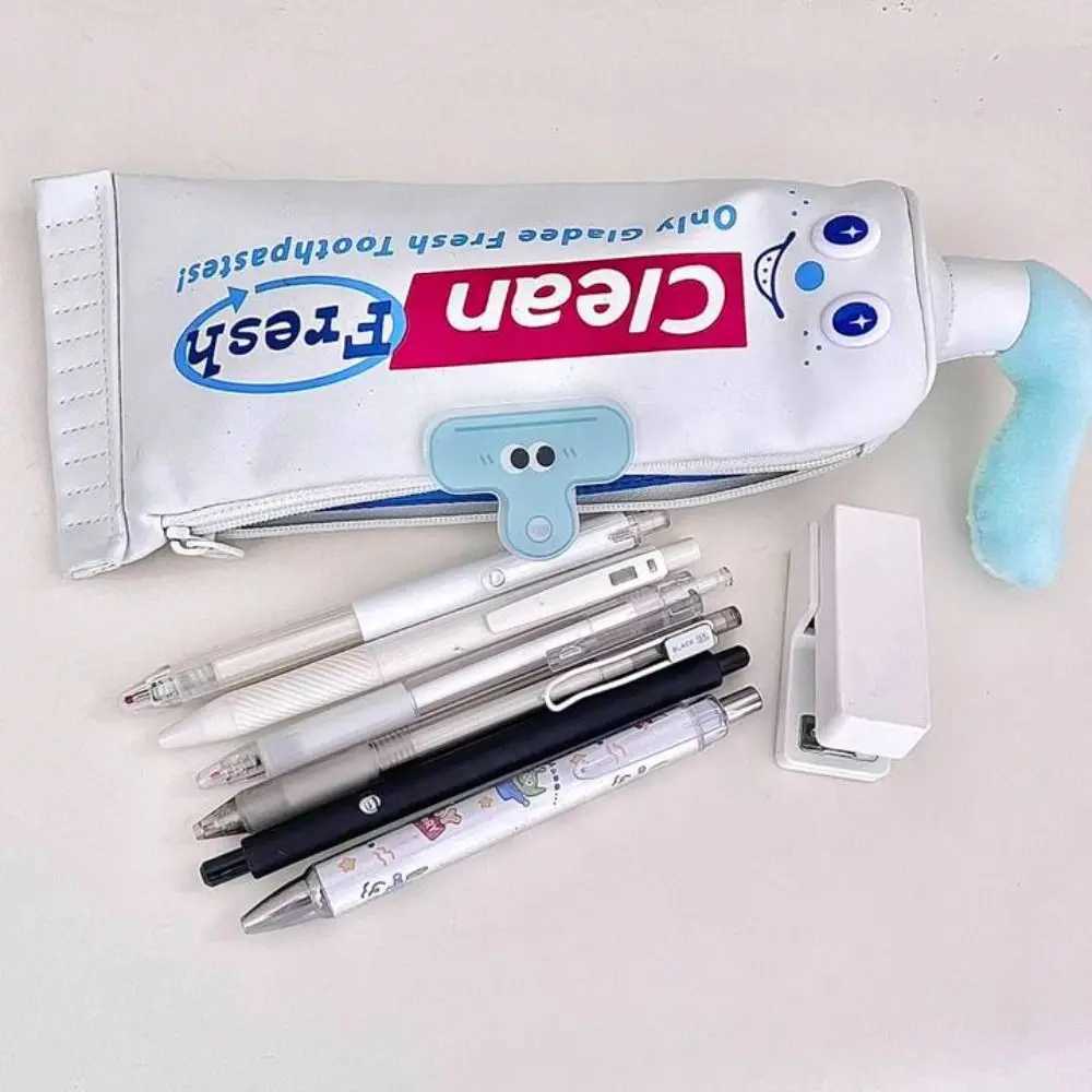 Desktop Organizer Toothpaste Pencil Case Cosmetic Pouch Large Capacity Stationery Bag Pencil Holder Pencil Cases Pencil Bag J251022