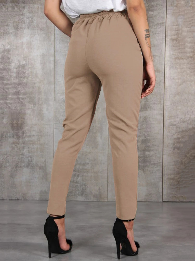 BornToGirl Spring Summer Autumn Casual Slim Chiffon Thin Pants For Women High Waist Black Khaki Green Pants Woman Trousers 251022