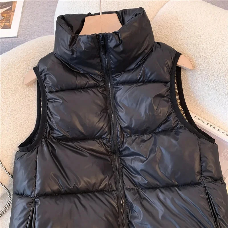 Korean Men Fashion Down Cotton Vest Tops Winter Man Casual Cotton Padded Waistcoat Boy Stand Collar Puffer Sleeveless Coat 251016