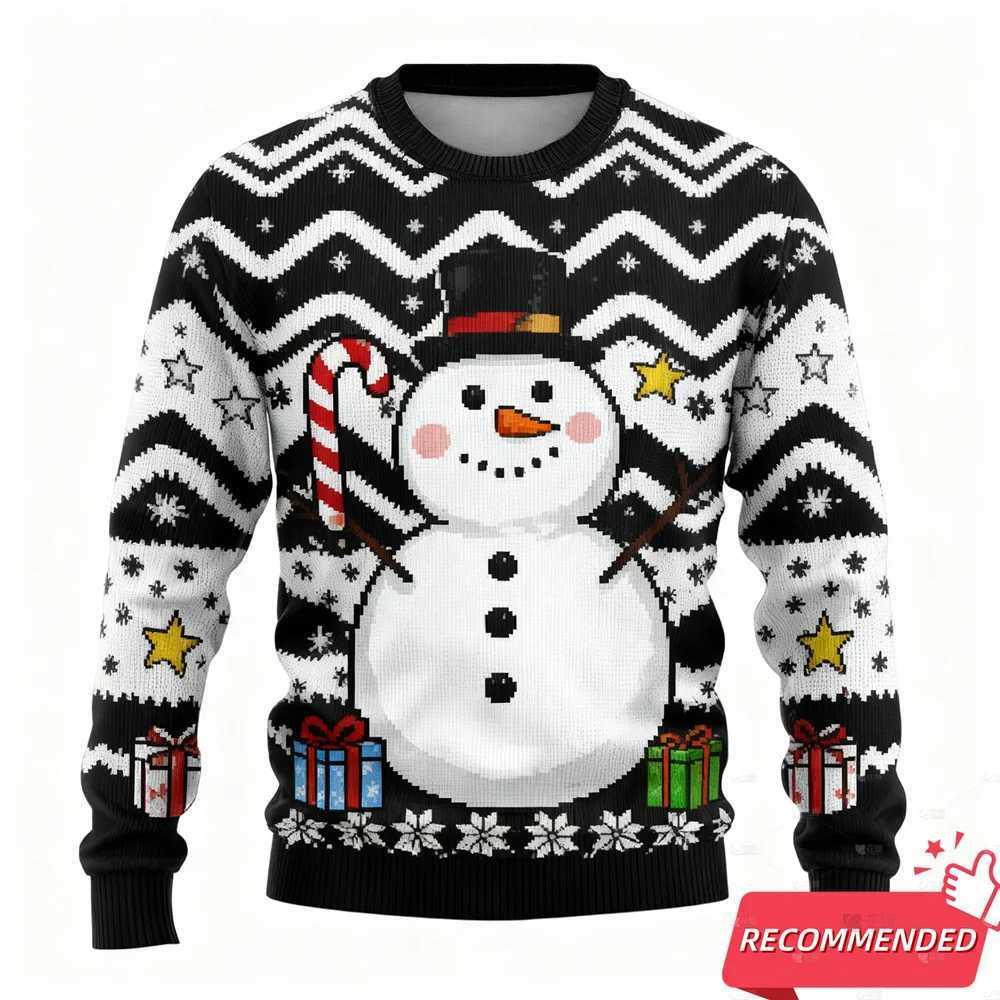 New Funny Snowman Graphic Ugly Christmas Sweater Fashion Gingerbread Man Sweatshirts For Women Clothes Xmas Boy Kids PulloversXJ251022