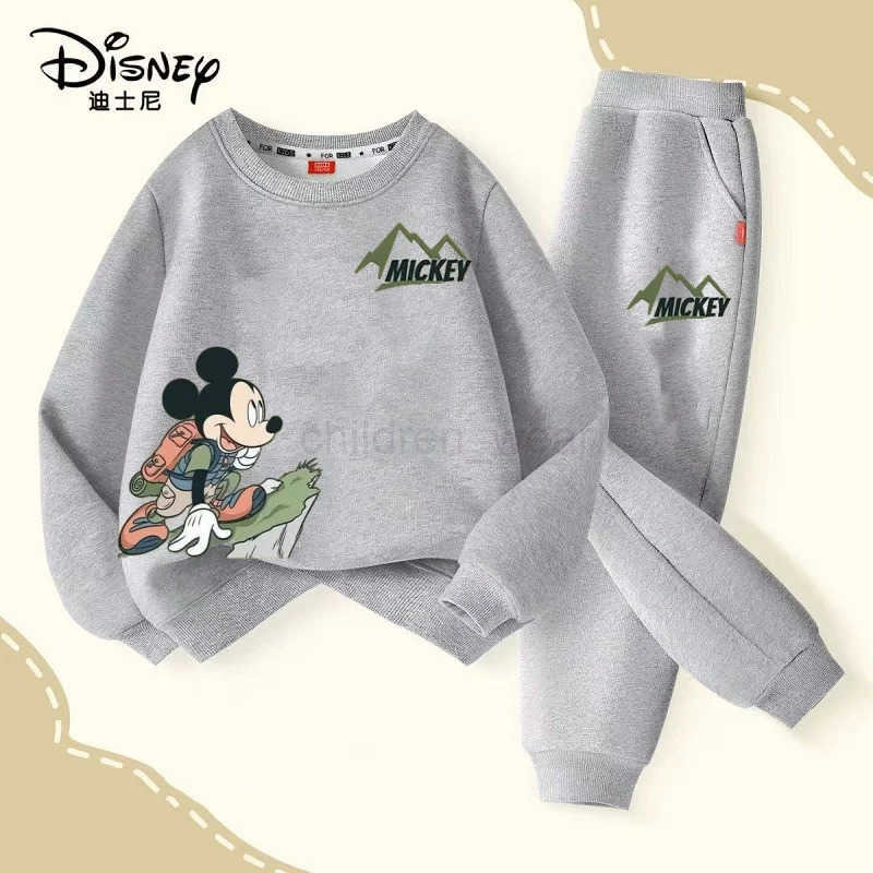 Disney Autumn Baby Girls Boys Clothes Set Children Mickey Printing Sweatshirt Top and Pants Bottom 2Pieces Suit Cotton Tracksuit H25102211