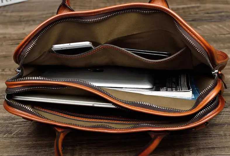 Cowhide Genuine Leather Mens Handbags Business Briefcases Large Capacity 1417 Inch Computer Bag Travel Shoulder Messenger Bags W251022