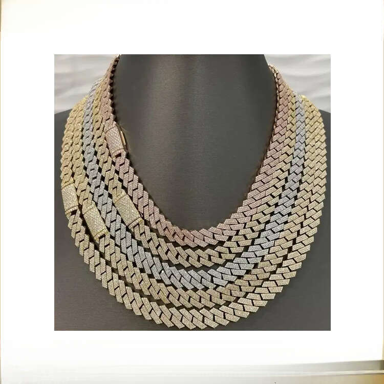 12mm Gold-Plated Moissanite Ice Sier Cuban Necklace Hip-Hop Jewelry for Men and Women Party Chain