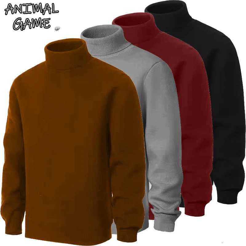 Animal Game Mens Cold Blouse Turtleneck Sweater Luxury Woolen Knitwear Casual Pullover Long Outerwear Solid Warm StreetwearXJ251022