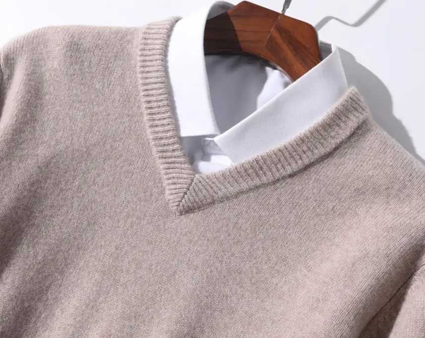 Super 100 Cashmere Sweater 2021 Men Pullover Autumn Winter Warm Classic Vneck Sweaters Male Jumper Jersey Hombre Pull HommeXJ251022