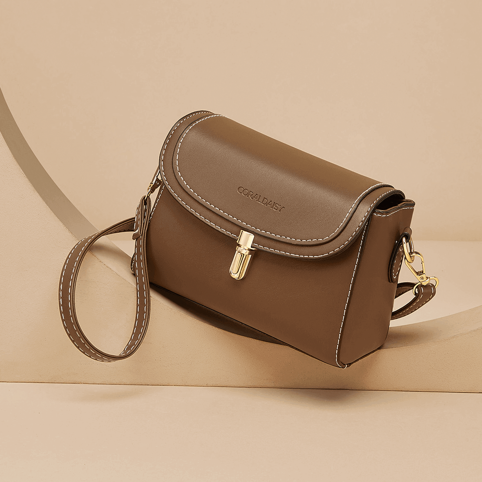 Lady's Messenger Bags, Classic Vintage Crossbody Bag, Flap-over Women's Bag, Casual Work Bag, Brown