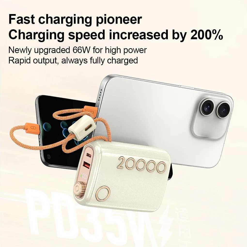 20000mAh 66W Fast Charging Power Bank Built in Cable Hanging Portable Large Capacity CCC Certified China Standard J251114