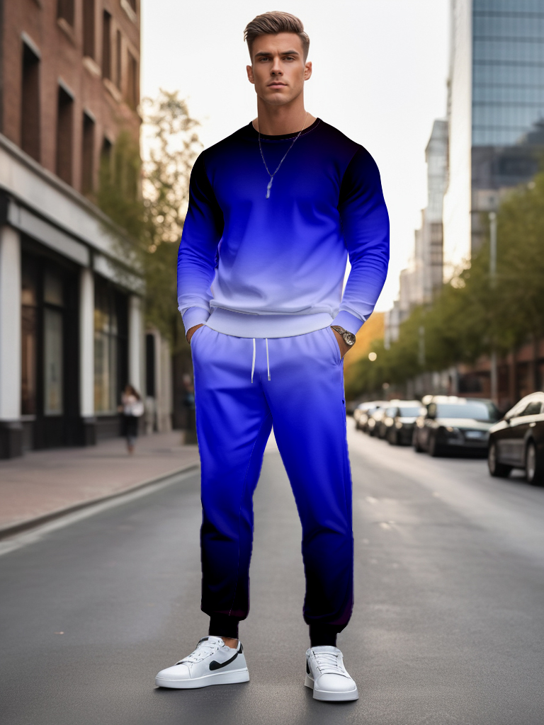 Men's Ankle-Length Knitted Cotton Blend Long Sleeve Sweatshirt Brown round Neck Casual T-Shirt Comfortable Outdoor Wear - YLWY00139