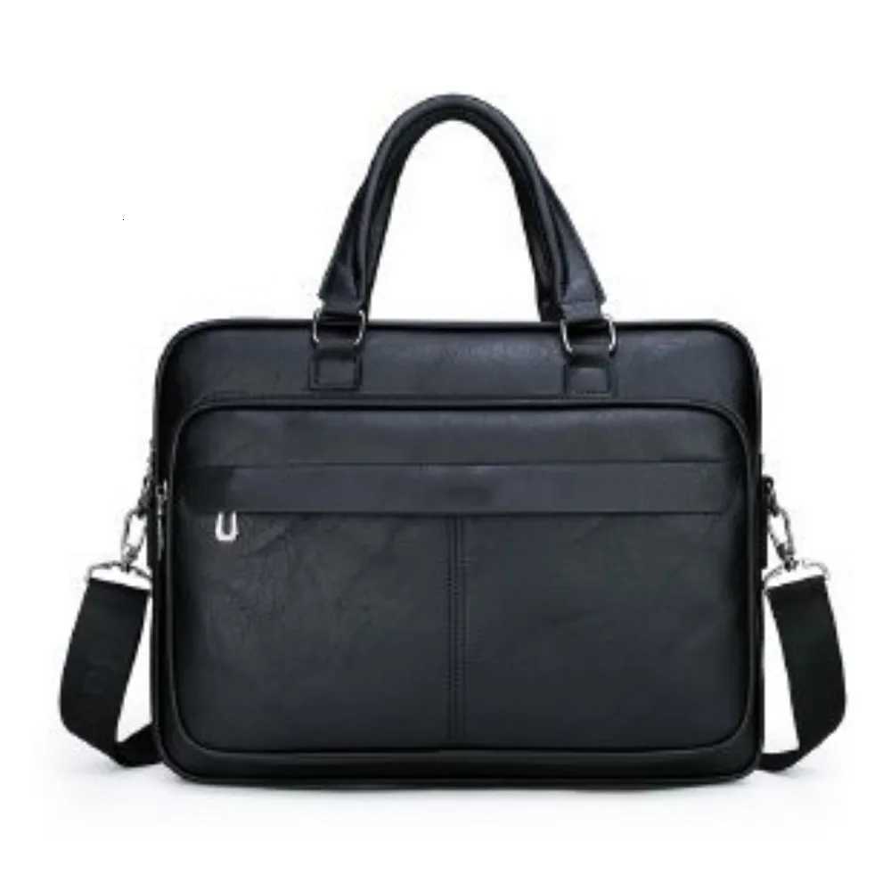 Men Bussiness Bag Large Capacity Pu Leather Luxury Briefcases Tote Bolsas Black Waterproof Handbag Shoulder Crossbody Bags W251022