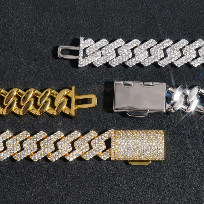 Gold Plated Factory Price 15mm Link Chains Men Fashion Brass Jewelry 5a Cz Dia Cuban Chain Pendant Necklaces