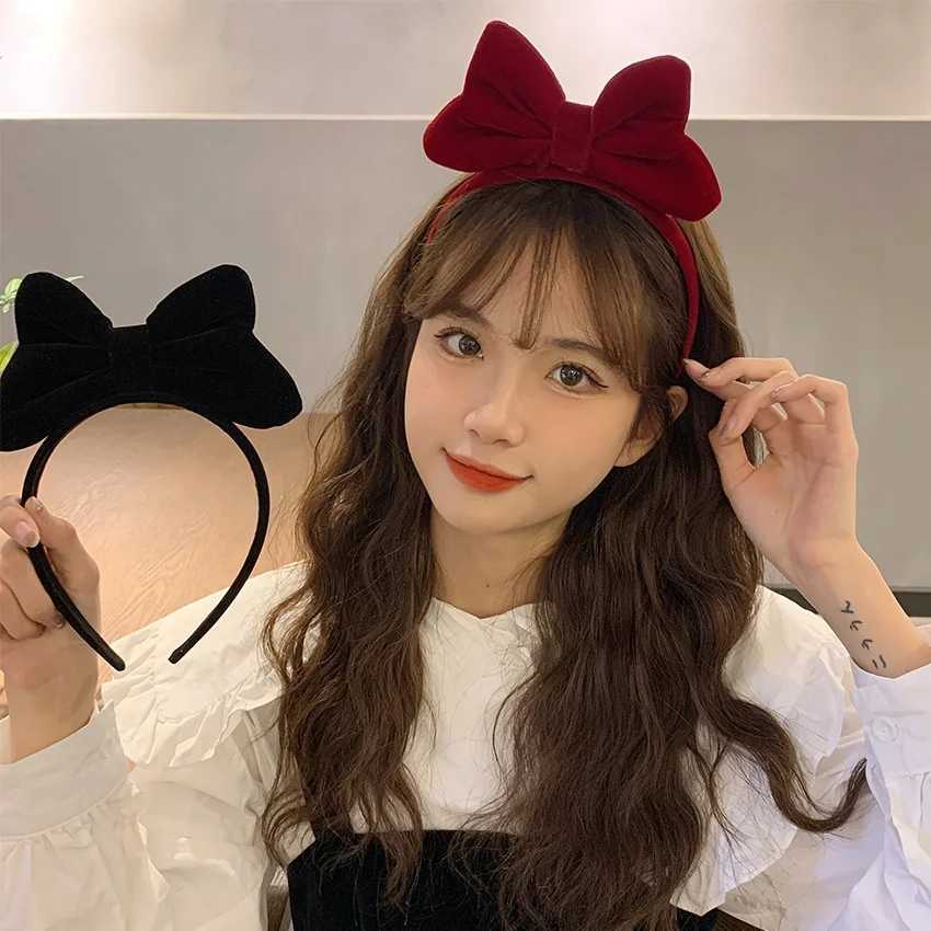 Velvet Big Bow Red Headband Ladies Elegant Temperament High Cranial Headband Fashion Girls Cute Headband V251022