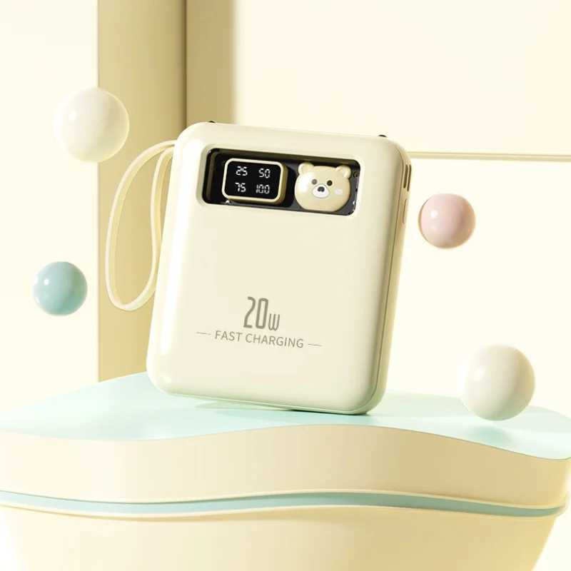 Mini Cartoon Design Power Bank CCC Certified 20000mAh Large Capacity with Builtin Cable for iPhone J251114