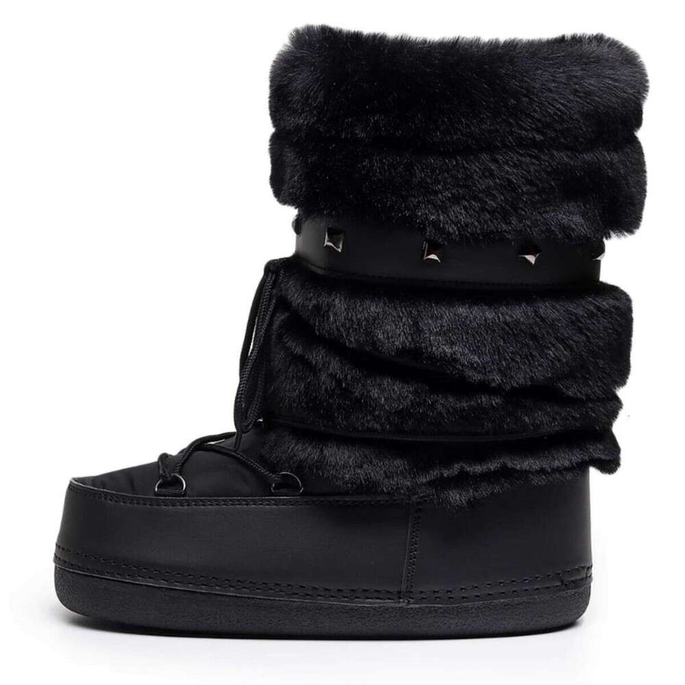 Hot Girl White Snow Women Winter 2025 New Waterproof Fleece Lined Thickened Moon Ski Space Trendy Boots